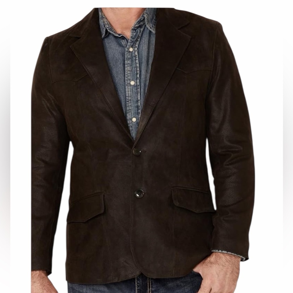 Cody James Brown Leather Blazer Jacket Size 44 / Size Large